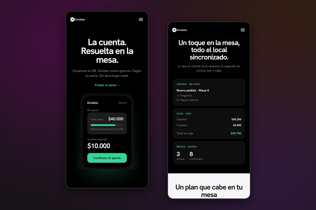 Divídela en dos teléfonos: la portada y el local sincronizado en vivo