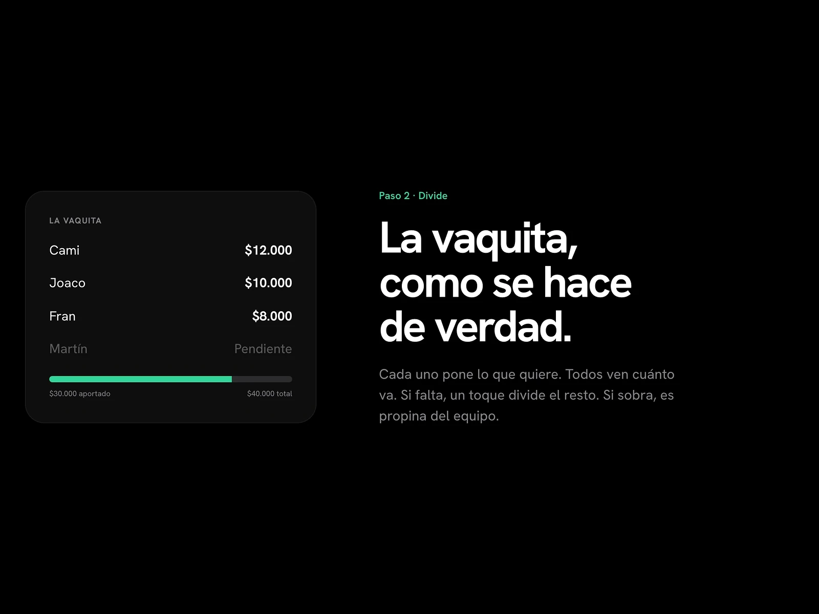 Sección de la vaquita de Divídela en escritorio